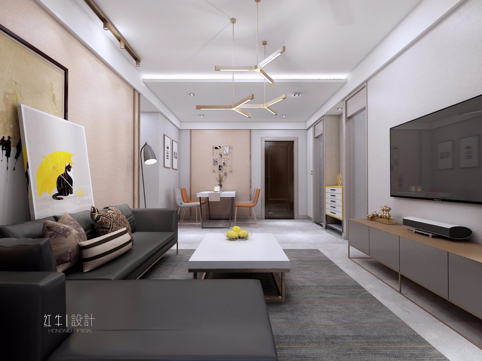 南京保利国际社区88平米现代简约风格装修04客厅_水印